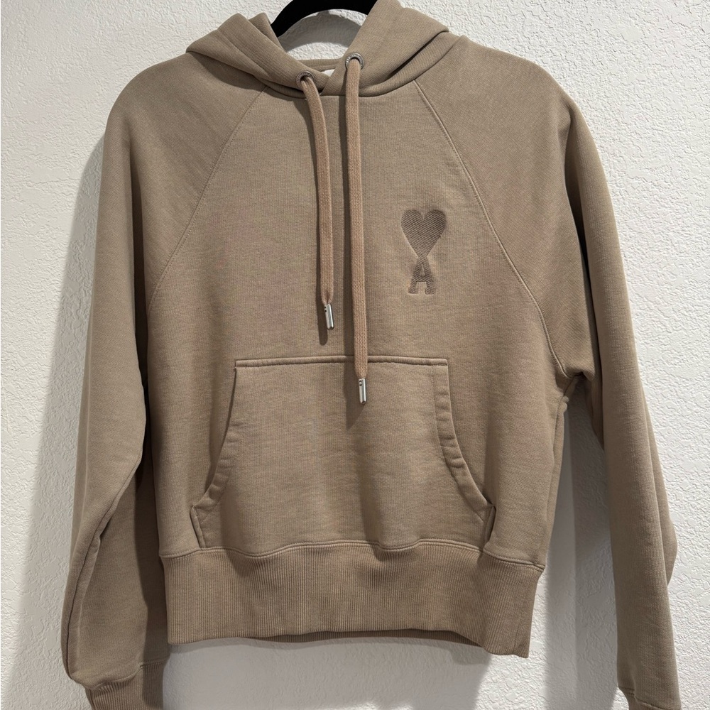 Ami Beige Hoodie with Drawstring Detail